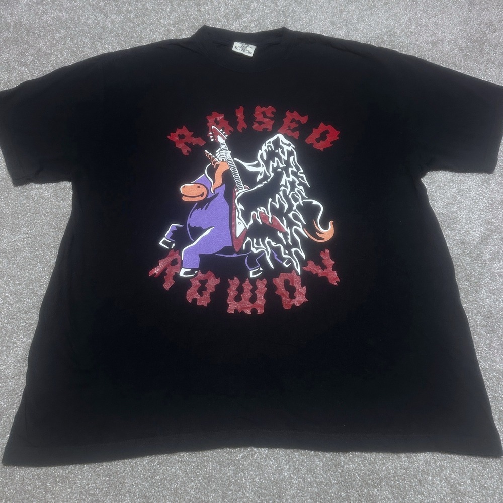Comfort Colors Mens XL Raised Rowdy Reaper Donkey Guitar Graphic Tee Black XL